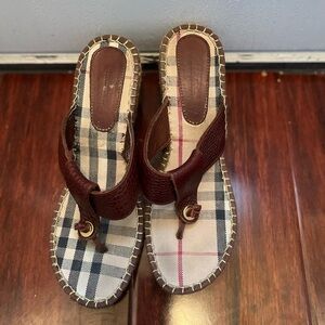 Burberry Check Wedge Sandals  Size 8